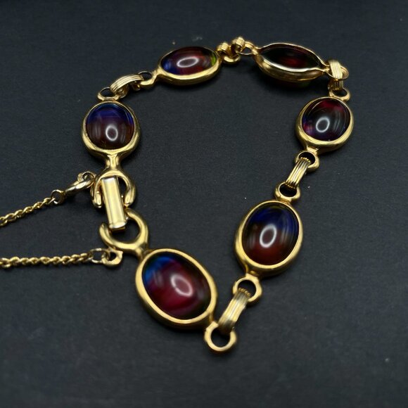 Vintage Sarah Coventry Harmony Bracelet Signed Designer Jewelry Rainbow Glass - Picture 5 of 8